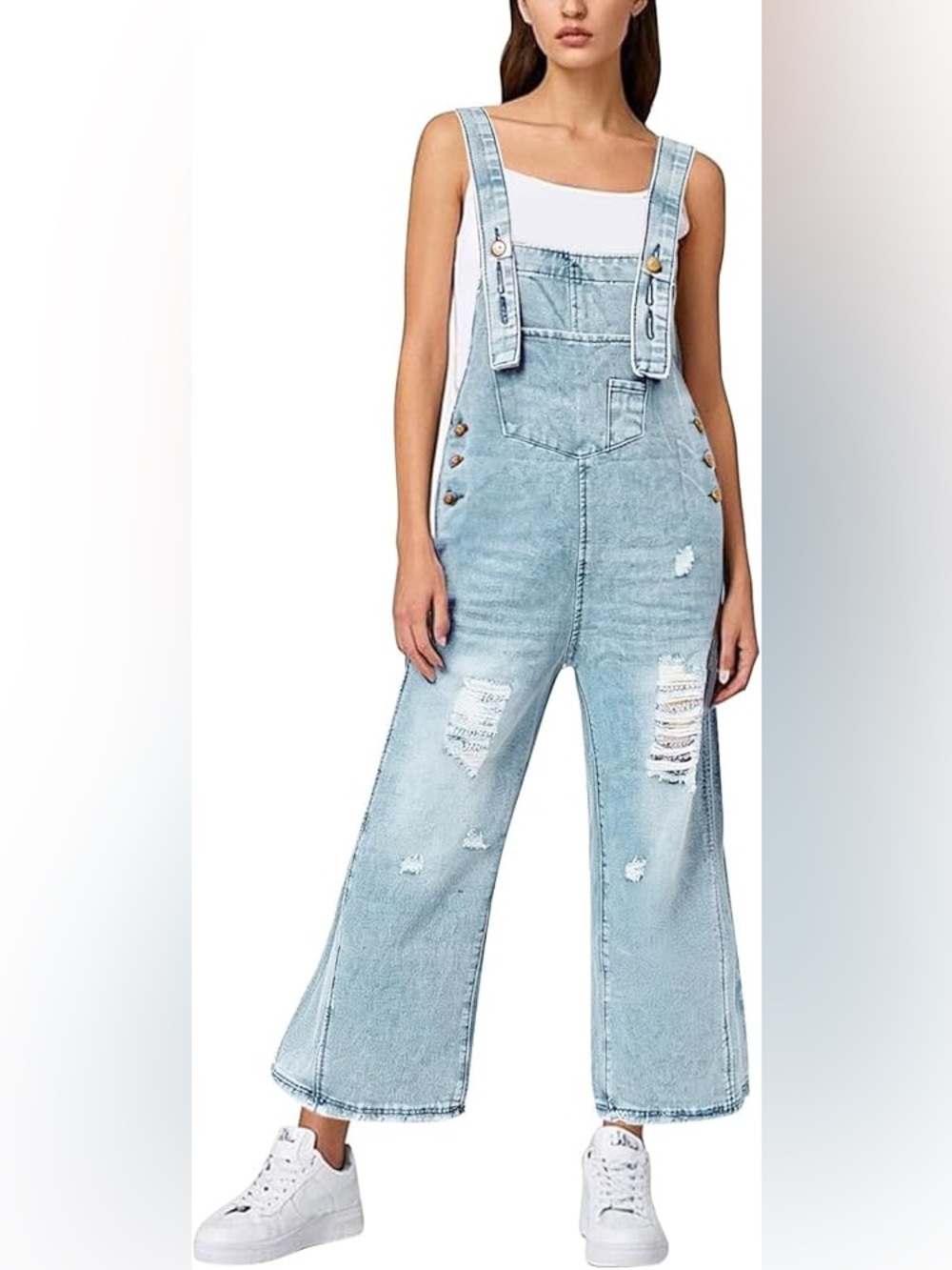 Amazon Distressed Denim Jumpsuit